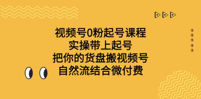 视频号0粉起号课程 实操带上起号 把你的货盘搬视频号 自然流结合微付费白米粥资源网-汇集全网副业资源白米粥资源网