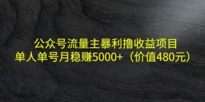公众号流量主暴利撸收益项目,单人单号月稳赚5000 (价值480元)白米粥资源网-汇集全网副业资源白米粥资源网