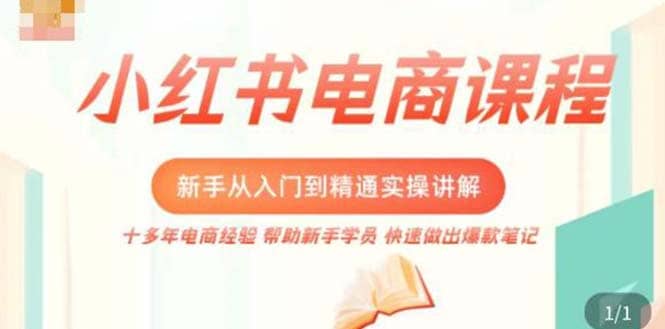 小红书电商新手入门到精通实操课，从入门到精通做爆款笔记，开店运营白米粥资源网-汇集全网副业资源白米粥资源网