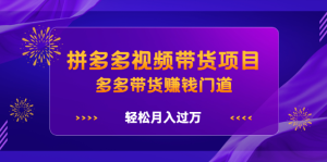 拼多多视频带货项目,多多带货赚钱门道 价值368元白米粥资源网-汇集全网副业资源白米粥资源网