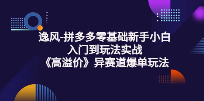 拼多多零基础新手小白入门到玩法实战《高溢价》异赛道爆单玩法实操课白米粥资源网-汇集全网副业资源白米粥资源网