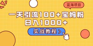 一天引流100 宝妈粉,日入1000 的蓝海项目(实战教程)白米粥资源网-汇集全网副业资源白米粥资源网
