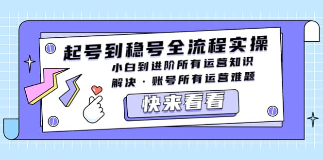 起号到稳号全流程实操，小白到进阶所有运营知识，解决·账号所有运营难题白米粥资源网-汇集全网副业资源白米粥资源网