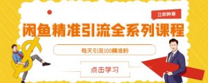 闲鱼精准引流全系列课程,每天引流100精准粉【视频课程】白米粥资源网-汇集全网副业资源白米粥资源网