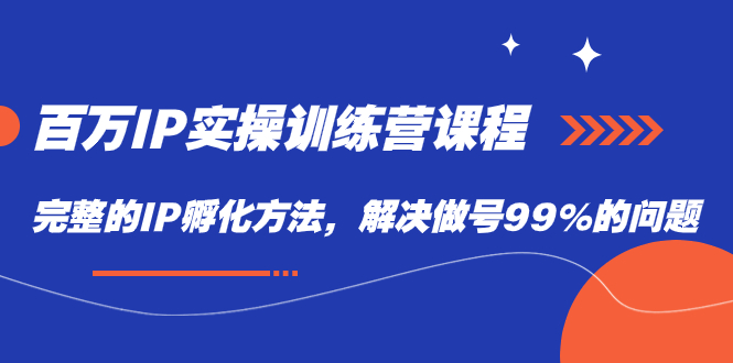 百万IP实战训练营课程，完整的IP孵化方法，解决做号99%的问题白米粥资源网-汇集全网副业资源白米粥资源网