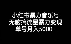 小红书暴力音乐号，无脑搞流量暴力变现，单号月入5000白米粥资源网-汇集全网副业资源白米粥资源网