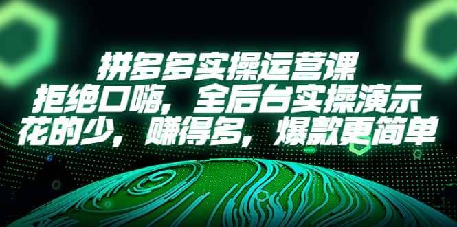 拼多多实操运营课：拒绝口嗨，全后台实操演示，花的少，赚得多，爆款更简单白米粥资源网-汇集全网副业资源白米粥资源网