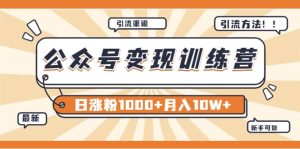 【某公众号变现营第二期】0成本日涨粉1000 让你月赚10W （8月24号更新）白米粥资源网-汇集全网副业资源白米粥资源网
