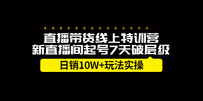 直播带货线上特训营，新直播间起号7天破层级日销10万玩法实操白米粥资源网-汇集全网副业资源白米粥资源网