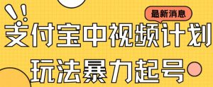 支付宝中视频玩法暴力起号影视起号有播放即可获得收益(带素材)白米粥资源网-汇集全网副业资源白米粥资源网