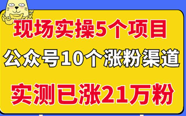 现场实操5个公众号项目，10个涨粉渠道，实测已涨21万粉！白米粥资源网-汇集全网副业资源白米粥资源网