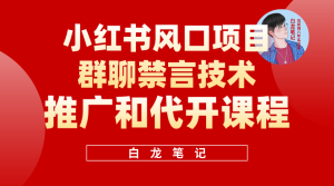 小红书风口项目日入300 ，小红书群聊禁言技术代开项目，适合新手操作白米粥资源网-汇集全网副业资源白米粥资源网