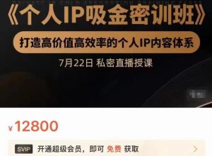 个人IP吸金密训班,打造高价值高效率的个人IP内容体系(价值12800元)白米粥资源网-汇集全网副业资源白米粥资源网