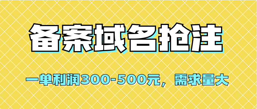 【全网首发】备案域名抢注，一单利润300-500元，需求量大白米粥资源网-汇集全网副业资源白米粥资源网