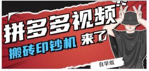 拼多多视频搬砖印钞机玩法,2021年最后一个短视频红利项目白米粥资源网-汇集全网副业资源白米粥资源网