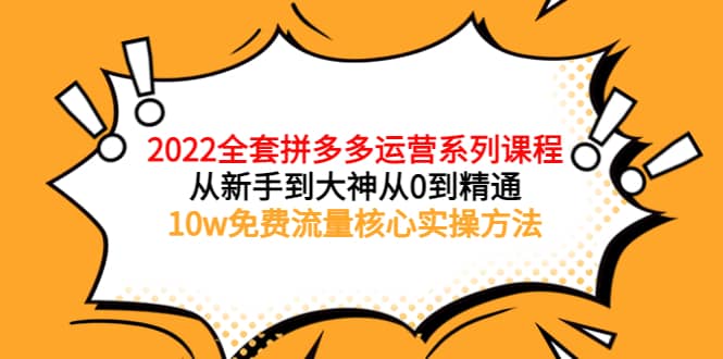 2022全套拼多多运营课程，从新手到大神从0到精通，10w免费流量核心实操方法白米粥资源网-汇集全网副业资源白米粥资源网