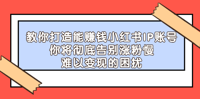 教你打造能赚钱小红书IP账号，了解透彻小红书的真正玩法白米粥资源网-汇集全网副业资源白米粥资源网