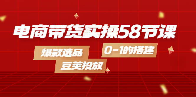 电商带货实操58节课，爆款选品，豆荚投放，0-1的搭建白米粥资源网-汇集全网副业资源白米粥资源网