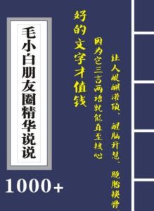 毛小白内容合集《朋友圈说说精华1000 》好的文字才值钱(第1部 2部)白米粥资源网-汇集全网副业资源白米粥资源网