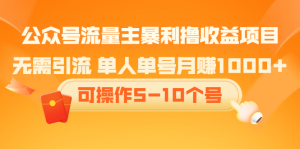 公众号流量主暴利撸收益项目,空闲时间操作白米粥资源网-汇集全网副业资源白米粥资源网
