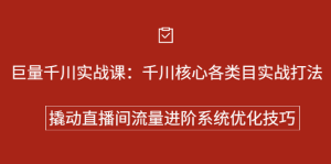 巨量千川实战系列课：千川核心各类目实战打法，撬动直播间流量进阶系统优化技巧白米粥资源网-汇集全网副业资源白米粥资源网