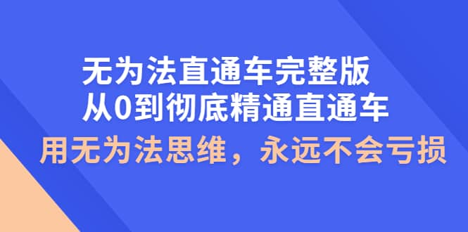 无为法直通车完整版：从0到彻底精通直通车，用无为法思维，永远不会亏损白米粥资源网-汇集全网副业资源白米粥资源网