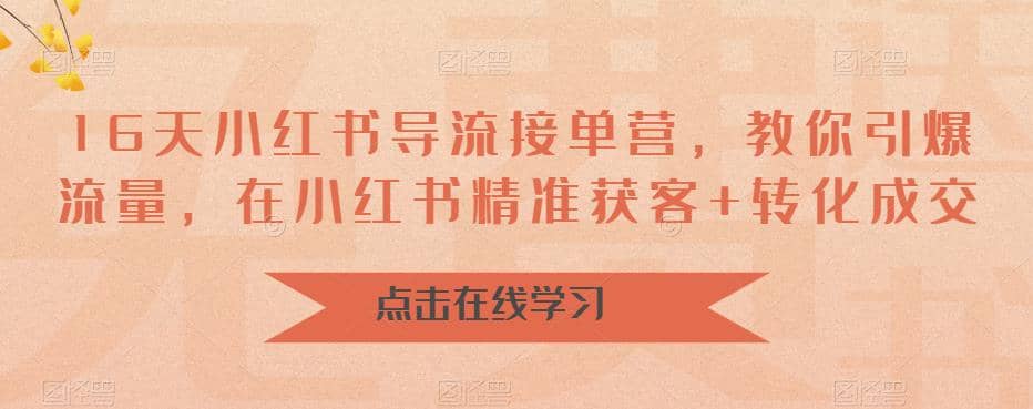 16天-小红书 导流接单营，教你引爆流量，在小红书精准获客 转化成交白米粥资源网-汇集全网副业资源白米粥资源网