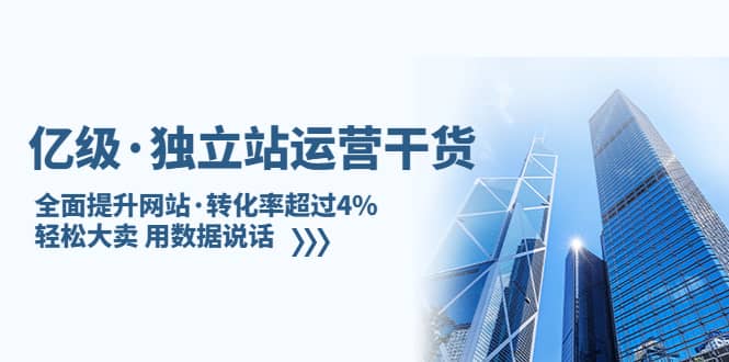 独立站运营干货：全面提升网站·转化率超过4%，轻松大卖 用数据说话白米粥资源网-汇集全网副业资源白米粥资源网