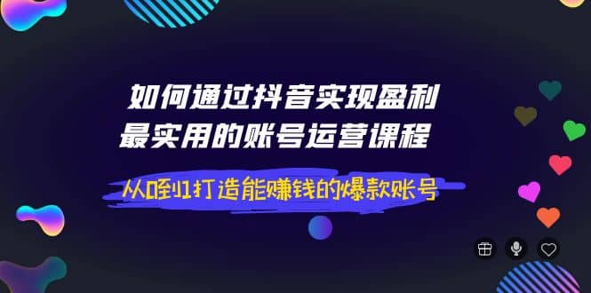 如何通过抖音实现盈利，最实用的账号运营课程 从0到1打造能赚钱的爆款账号白米粥资源网-汇集全网副业资源白米粥资源网