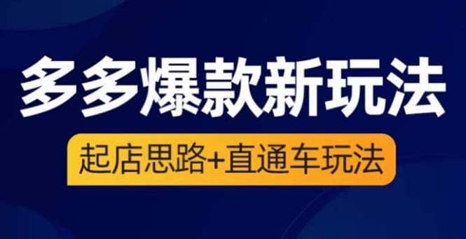 2023拼多多爆款·新玩法：起店思路 直通车玩法（3节精华课）白米粥资源网-汇集全网副业资源白米粥资源网