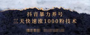 抖音暴力养号,三天快速涨1000粉技术【视频课程】白米粥资源网-汇集全网副业资源白米粥资源网
