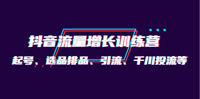 月销1.6亿实操团队·抖音流量增长训练营：起号、选品排品、引流 千川投流等白米粥资源网-汇集全网副业资源白米粥资源网