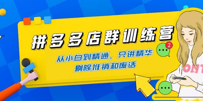 拼多多店群训练营：从小白到精通，只讲精华，剔除推销和废话白米粥资源网-汇集全网副业资源白米粥资源网