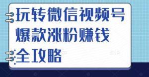 玩转微信视频号爆款涨粉赚钱全攻略,让你快速抓住流量风口,收获红利财富白米粥资源网-汇集全网副业资源白米粥资源网