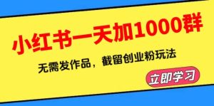 小红书一天加1000群,无需发作品,截留创业粉玩法 (附软件)白米粥资源网-汇集全网副业资源白米粥资源网