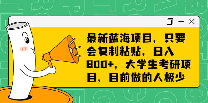 最新蓝海项目，只要会复制粘贴，日入800 ，大学生考研项目，目前做的人极少白米粥资源网-汇集全网副业资源白米粥资源网