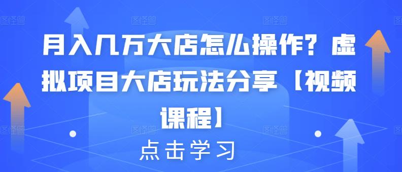 月入几万大店怎么操作？虚拟项目大店玩法分享【视频课程】白米粥资源网-汇集全网副业资源白米粥资源网