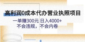 高利润0成本代办营业执照项目：不会违规，不会内卷白米粥资源网-汇集全网副业资源白米粥资源网