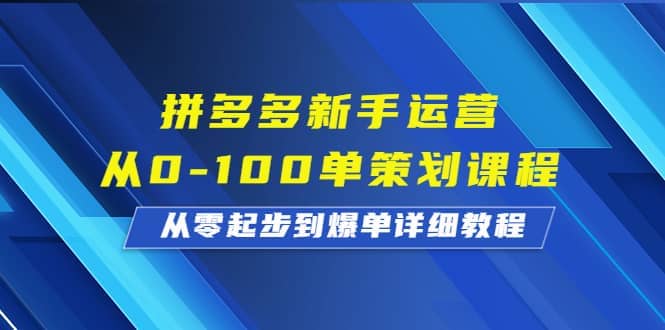 拼多多新手运营从0-100单策划课程，从零起步到爆单详细教程白米粥资源网-汇集全网副业资源白米粥资源网