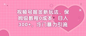 视频号掘金新玩法，保姆级教程0成本，日入300 ，冷门暴力引流白米粥资源网-汇集全网副业资源白米粥资源网
