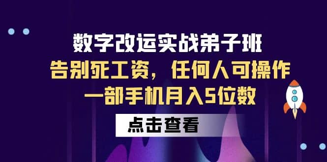 数字 改运实战弟子班：告别死工资，任何人可操作，一部手机月入5位数白米粥资源网-汇集全网副业资源白米粥资源网