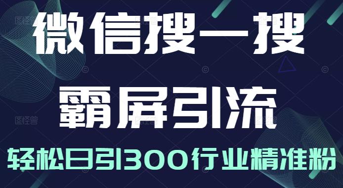 微信搜一搜霸屏引流课，打造被动精准引流系统，轻松日引300行业精准粉【无水印】白米粥资源网-汇集全网副业资源白米粥资源网