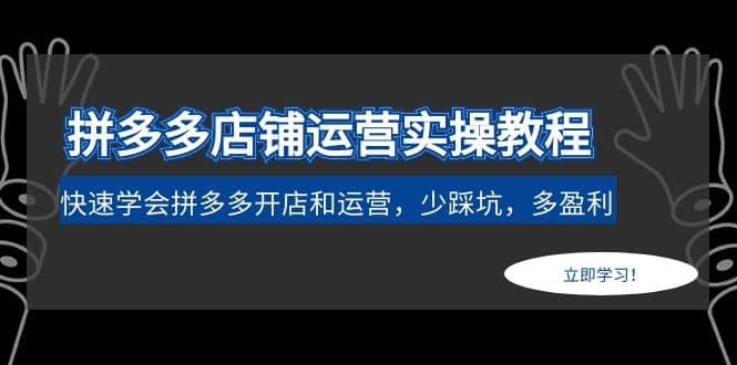 拼多多店铺运营实操教程：快速学会拼多多开店和运营，少踩坑，多盈利白米粥资源网-汇集全网副业资源白米粥资源网