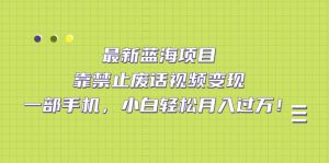最新蓝海项目，靠禁止废话视频变现，一部手机，小白轻松月入过万！白米粥资源网-汇集全网副业资源白米粥资源网