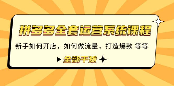 拼多多全套运营系统课程：新手如何开店 如何做流量 打造爆款 等等 全部干货白米粥资源网-汇集全网副业资源白米粥资源网