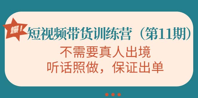 短视频带货训练营（第11期），不需要真人出境，听话照做，保证出单白米粥资源网-汇集全网副业资源白米粥资源网