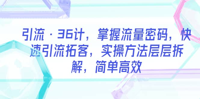 引流·36计，掌握流量密码，快速引流拓客，实操方法层层拆解，简单高效白米粥资源网-汇集全网副业资源白米粥资源网