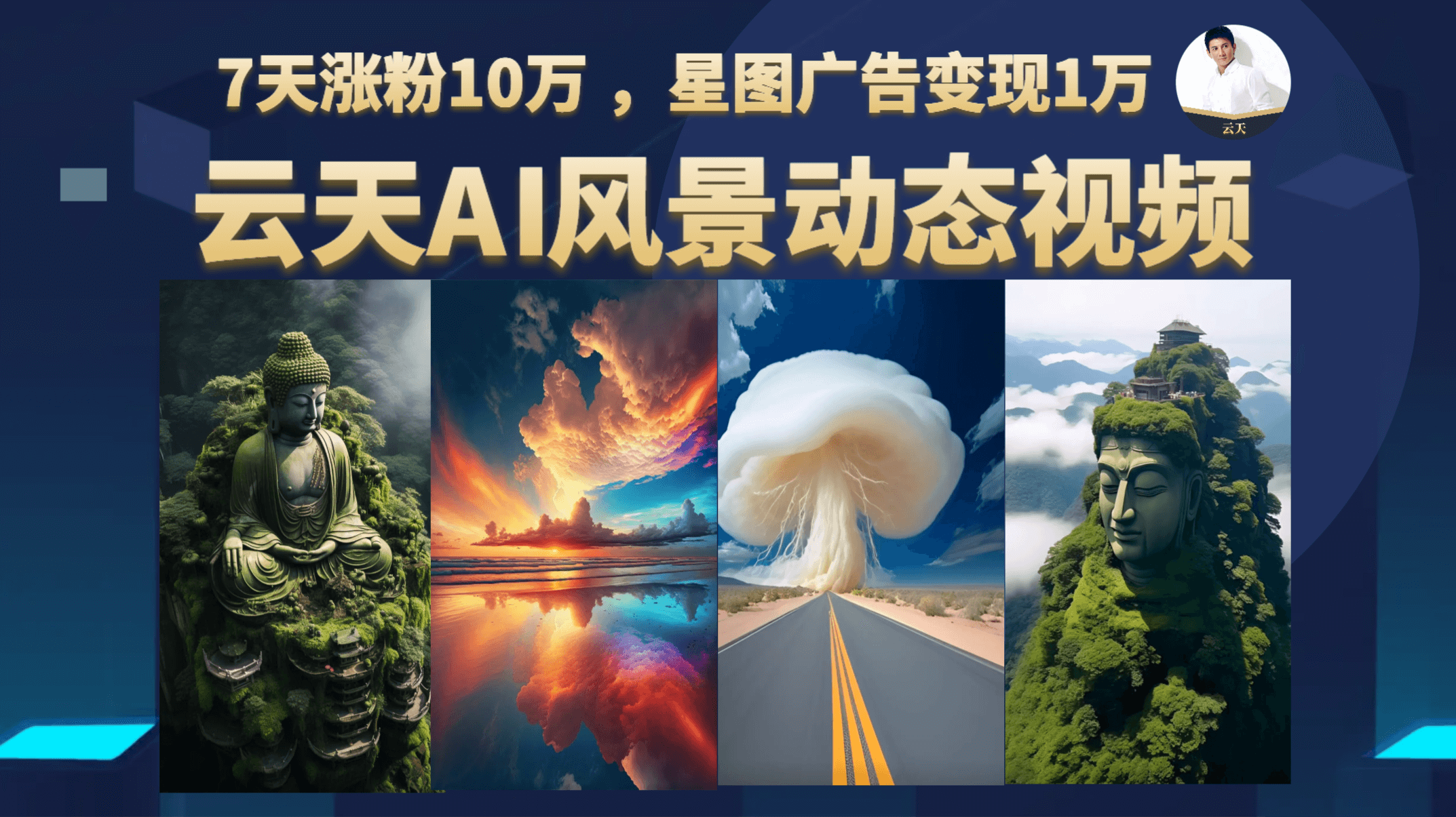 云天AI风景动图视频制作，7天涨粉10万 ，星图广告变现1万白米粥资源网-汇集全网副业资源白米粥资源网