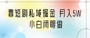 靠短剧私域掘金 月入5W 小白闭眼做(教程 2T资料)白米粥资源网-汇集全网副业资源白米粥资源网