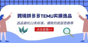 跨境拼多多TEMU实操选品运营方法，选品避坑12条标准，爆款的底层思路等白米粥资源网-汇集全网副业资源白米粥资源网